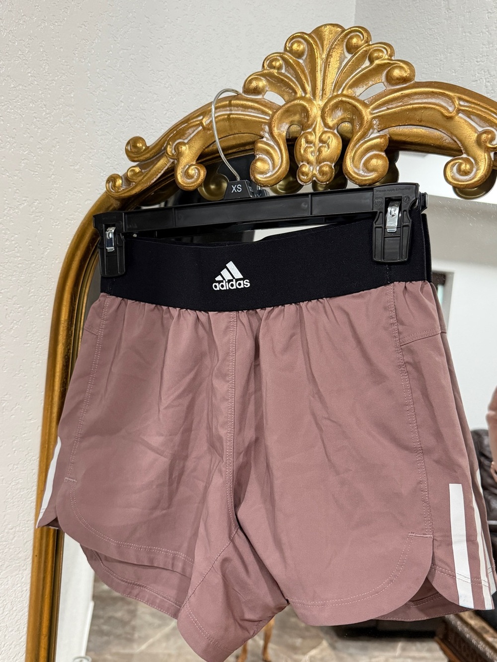 adidas Black Waistband Athletic Shorts with Mauve Lining